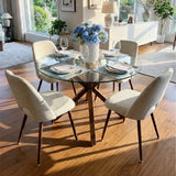 Oliver & Edwin 39" Modern Round Glass Top Dining Table Set for 4 (5-Piece)
