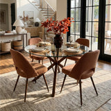 Oliver & Edwin 39" Modern Round Glass Top Dining Table Set for 4 (5-Piece)