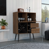 TUHOME Prunus Bar Cabinet with One Storage Cabinet, Two Spacious Drawers, Bottle Racks and Functional Top Surface Offering Modern Organization for Home Entertainment, Cocktail Preparation and Stylish Living or Dining Spaces