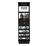 Classic Tall Bar Cabinet with Two Storage Drawers, Dual Display Shelves, Twelve-Bottle Wine Rack and Sturdy Base for Elegant Home Entertaining, Beverage Organization and Sophisticated Modern Bar Furniture Design
