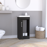 TUHOME Madrid 16" Bathroom Vanity with Single Door Storage, Resin Sink, Compact Base Cabinet, Modern Space-Saving Vanity for Small Bathrooms and Efficient Organization