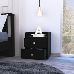 Marsella Nightstand, Two Drawers, Superior Top, Metal Handle