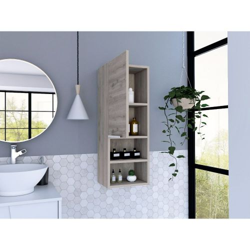 Jasper Bathroom Single Door Cabinet, Two Open Shelves, Two Interior