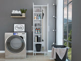 TUHOME Nala Cleaning Cabinet, Freestanding Utility Storage with Double Door Cabinet, Five Shelves, Broom and Mop Compartment, Space-Saving Organization for Laundry Room, Kitchen or Garage