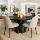 Athena Linen Upholstered Solid Wood Dining Chairs (Set of 2)