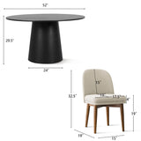 Orchid & Athena 52" Round Solid Oak Dining Table Set for 4 (5-Piece)
