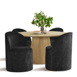 Orchid & Doris 52" Round Natural Dining Table Set for 4 (5-Piece)