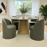 Orchid & Doris 52" Round Natural Dining Table Set for 4 (5-Piece)