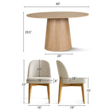 Orchid & Havana 60" Round Natural Dining Table Set for 6 (7-Piece)