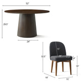 Orchid & Athena 52" Round Solid Oak Dining Table Set for 4 (5-Piece)