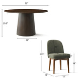 Orchid & Athena 52" Round Solid Oak Dining Table Set for 4 (5-Piece)