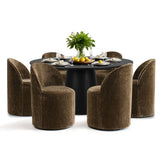 Orchid & Doris 60" Round Black Dining Table Set for 6 (7-Piece)