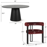 Orchid & Mia 60" Round Velvet Dining Table Set for 6 (7-Piece)