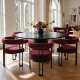 Orchid & Mia 60" Round Velvet Dining Table Set for 6 (7-Piece)