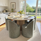 Doris Rolling Upholstered Dining Chair With Castors (Set of 6)