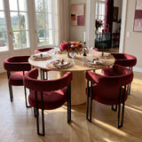 Orchid & Mia 60" Round Velvet Dining Table Set for 6 (7-Piece)
