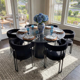 Orchid & Mia 60" Round Velvet Dining Table Set for 6 (7-Piece)