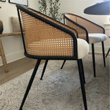 Jules Upholstered Rattan Dining Chair with Arms (Set of 2)