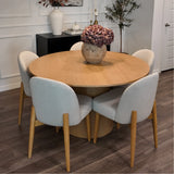 Havana Linen Upholstered Dining Chair with Solid Wood Legs (Set of 2)