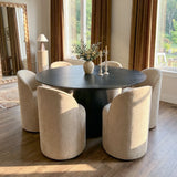 Orchid & Doris 60" Round Black Dining Table Set for 6 (7-Piece)