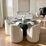 Orchid & Doris 60" Round Black Dining Table Set for 6 (7-Piece)