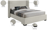 Oxford Mid Century Modern Wingback Bed with Elegant Linen Upholstery and Espresso Legs for Style