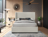 Oxford Mid Century Modern Wingback Bed with Elegant Linen Upholstery and Espresso Legs for Style