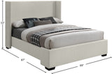 Oxford Mid Century Modern Wingback Bed with Elegant Linen Upholstery and Espresso Legs for Style