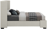 Oxford Mid Century Modern Wingback Bed with Elegant Linen Upholstery and Espresso Legs for Style
