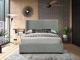 Oxford Mid Century Modern Wingback Bed with Elegant Linen Upholstery and Espresso Legs for Style