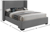 Oxford Mid Century Modern Wingback Bed with Elegant Linen Upholstery and Espresso Legs for Style