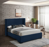 Oxford Mid Century Modern Wingback Bed with Elegant Linen Upholstery and Espresso Legs for Style