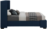 Oxford Mid Century Modern Wingback Bed with Elegant Linen Upholstery and Espresso Legs for Style