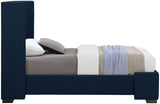 Oxford Mid Century Modern Wingback Bed with Elegant Linen Upholstery and Espresso Legs for Style