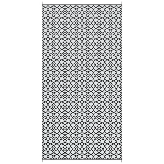 Outsunny Outdoor Rug 9'x18' Reversible, RV Camping, Black & White Clover, Portable Design