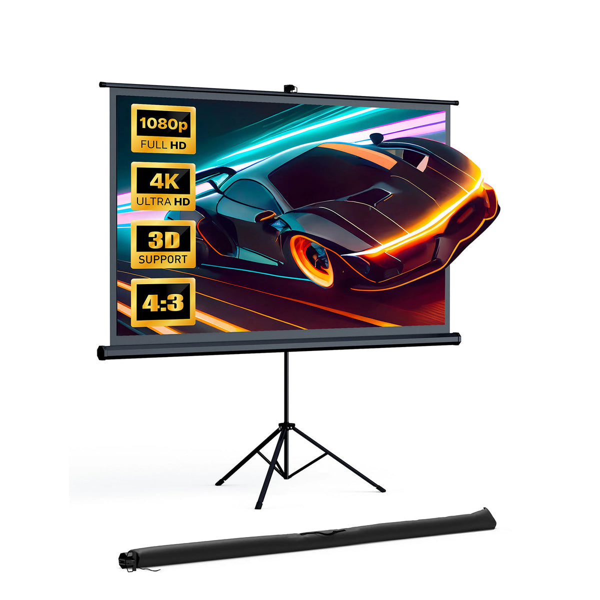 Paris Rhône Hp001 Projector Screen With Stand, 120 Inch 4k Hd With Wrinkle-free Design