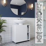 Pascuale Two Side Shelves Under Sink Cabinet with One Door, Cut-Out Back, Compact 22” Freestanding Bathroom Storage, Minimalist Design for Small Spaces, Ideal for Guest Bathrooms or Powder Rooms