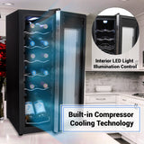 Home Wine Cooler Fridge - Smart Wine Cooler Chilling Refrigerator With Digital Touchscreen Control, Adjustable Temp (12 Bottle Storage Capacity)