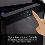 Wine Chilling Refrigerator Cellar - Digital Touch Button Control With Air Tight Seal, Contains Placement For Standing Bottles (15 Bottle Storage Capacity)