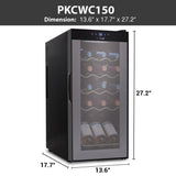 Wine Chilling Refrigerator Cellar - Digital Touch Button Control With Air Tight Seal, Contains Placement For Standing Bottles (15 Bottle Storage Capacity)