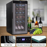 Wine Chilling Refrigerator Cellar - Digital Touch Button Control With Air Tight Seal, Contains Placement For Standing Bottles (18 Bottle Storage Capacity)