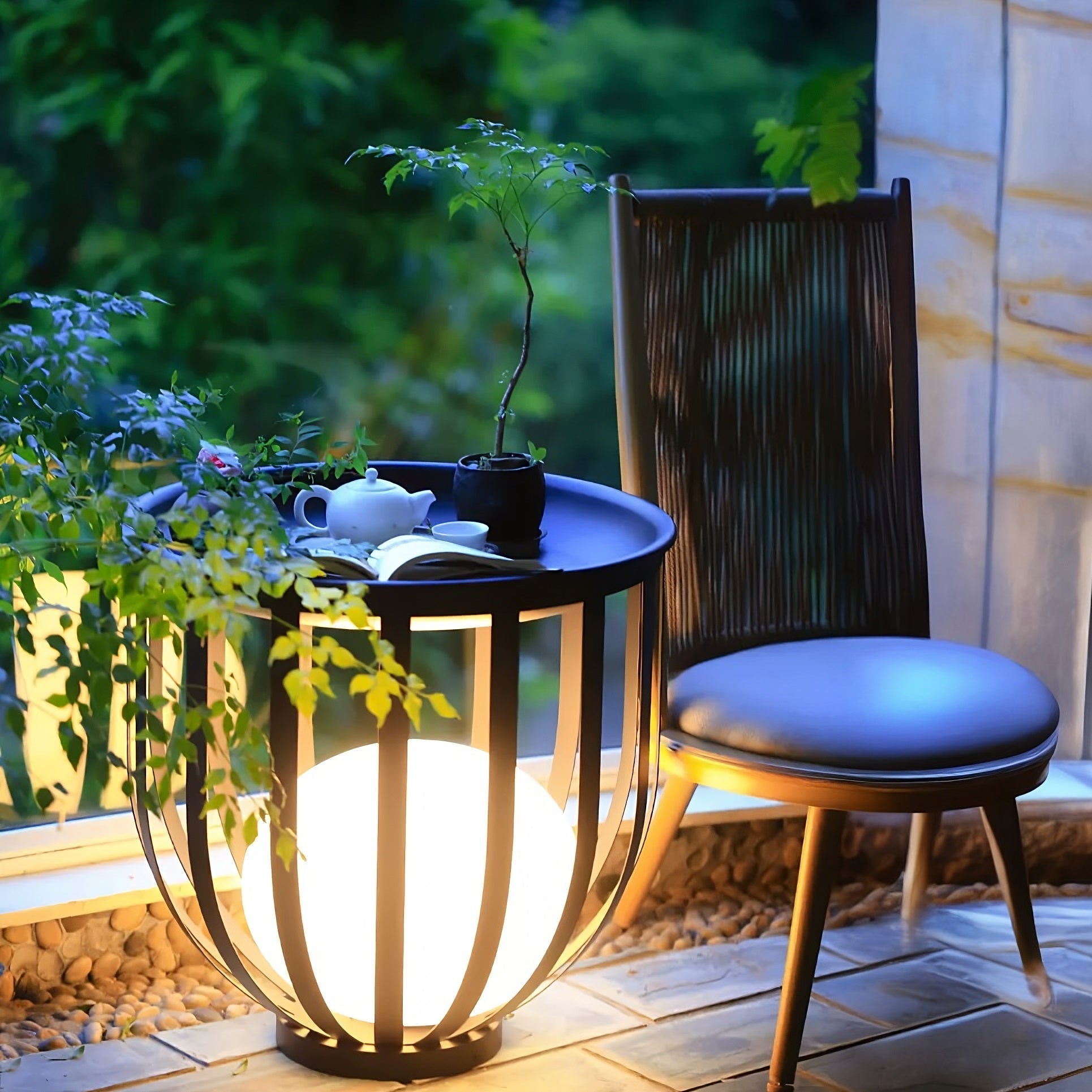 Outdoor Solar Power LED Plant Stand Set