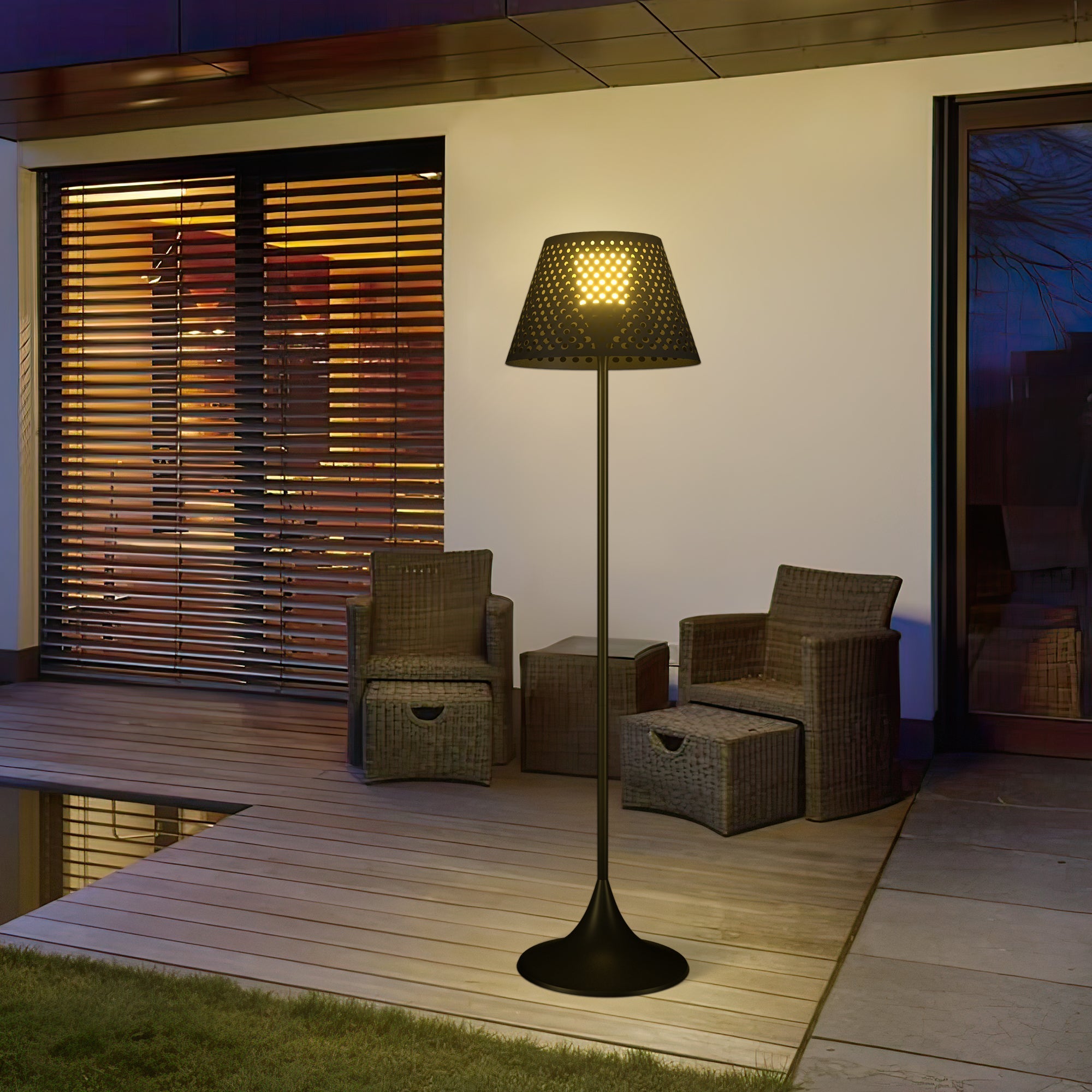 Outdoor Solar Powered Floor Lamp - Dimmable RGB LED