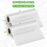 Vacuum Sealer Bags - Universal Air Vac Sealing Bags (2 Rolls, 20’ Ft. Total Length)