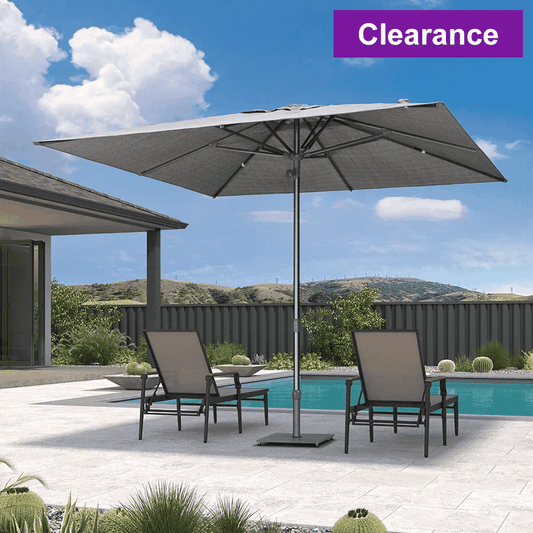 PURPLE LEAF Semi-Auto Outdoor Market Table Umbrella with Heavy-Duty Fabric