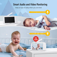 Paris Rhône 720P HD Baby Monitor IH003, Wide-Angle Monitoring,5 Inch Display