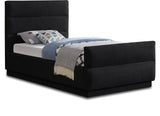 Paxton Twin Bed - Luxurious Chenille Upholstered Design with Channel Tufted Headboard for Elegance