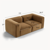 Philo Performance Velvet Low Profile Modular Sofa (Loveseat)