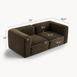 Philo Performance Velvet Low Profile Modular Sofa (Loveseat)