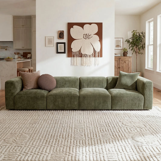Philo Chenille Low Profile Modular Sofa (4-Seater)